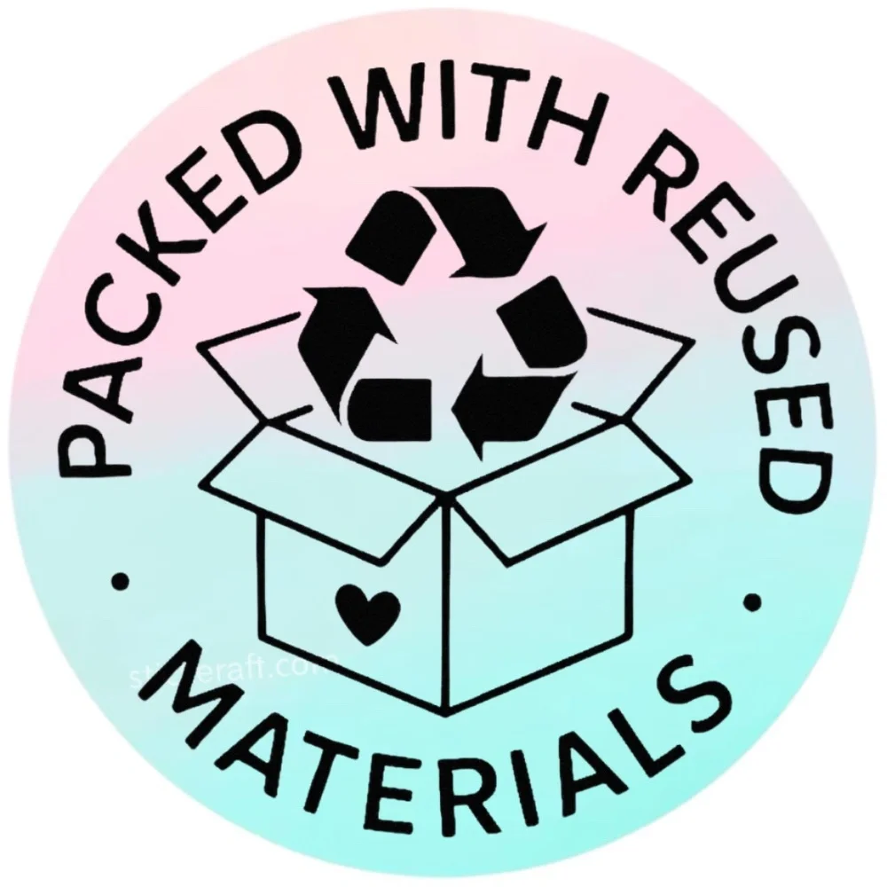 Packed With Reused Materials Stickers – 2" for Eco-Friendly Shipping – 100 PCS - Picture 4 of 15